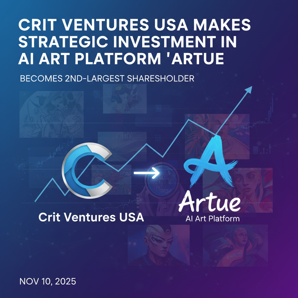 Crit Ventures USA Makes Strategic Investment in AI Art Platform 'Artue'