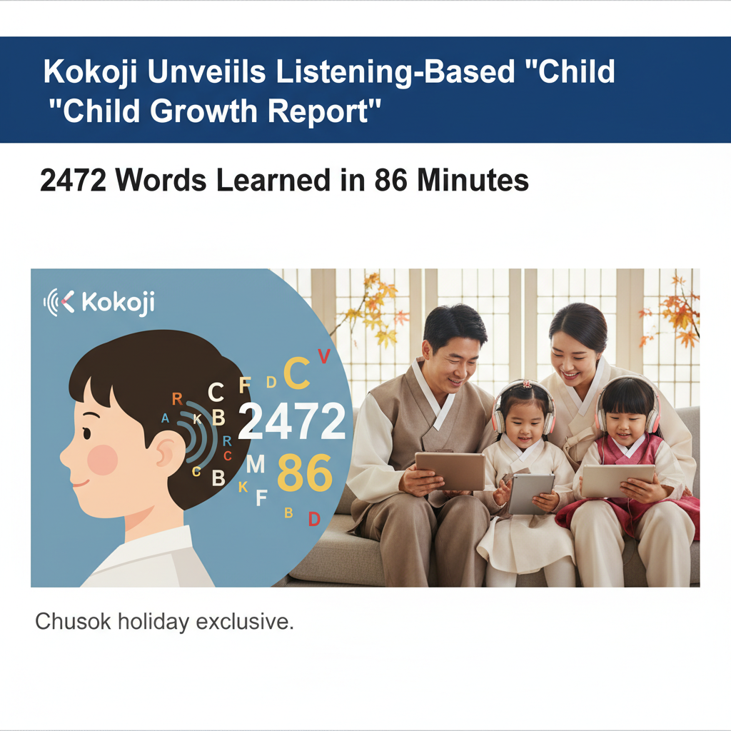 Kokoji Unveils Listening-Based 'Child Growth Report': 2472 Words Learned in 86 Minutes