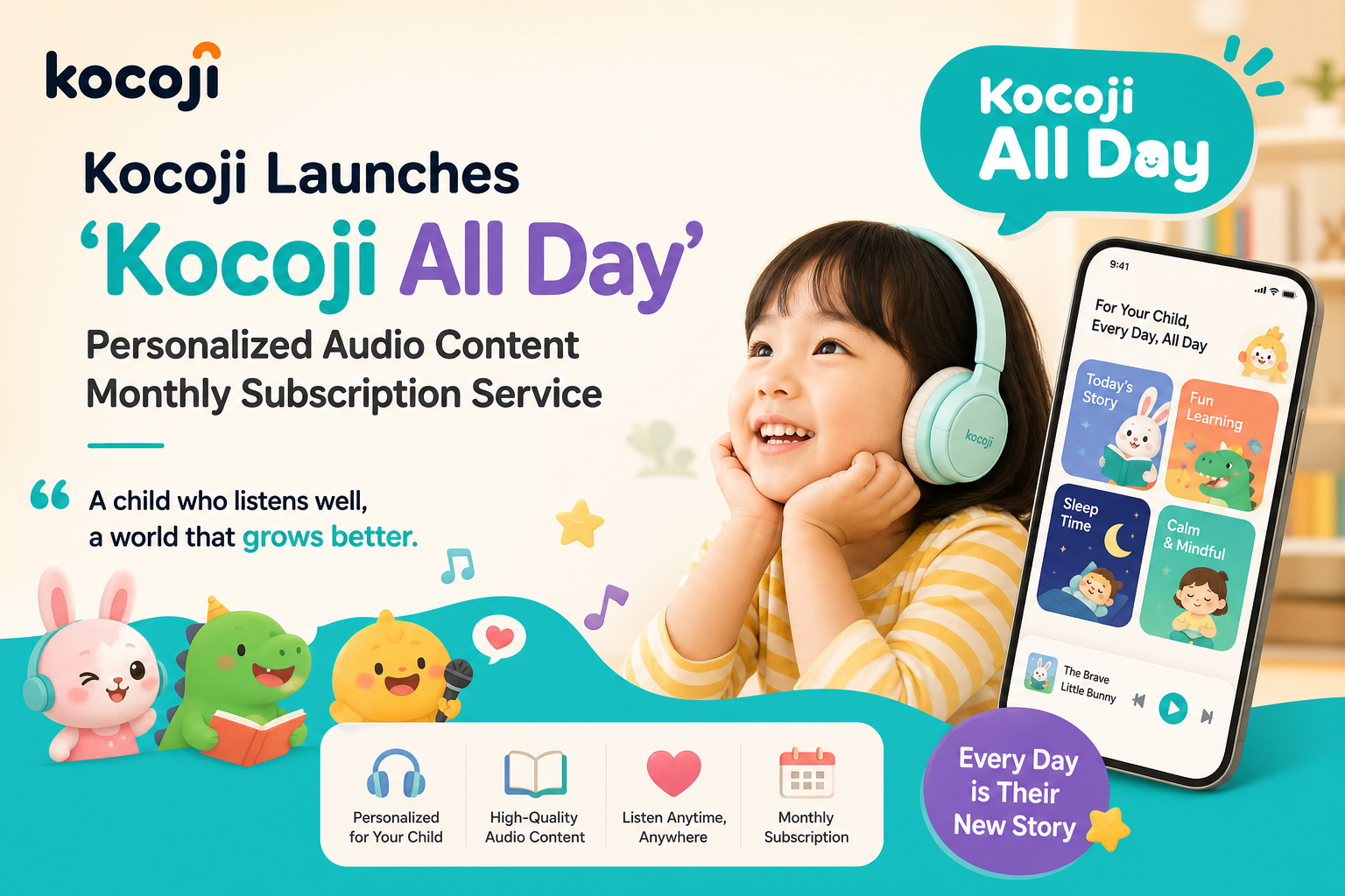 Kocoji Launches 'Kocoji All Day' Personalized Audio Content Monthly Subscription Service