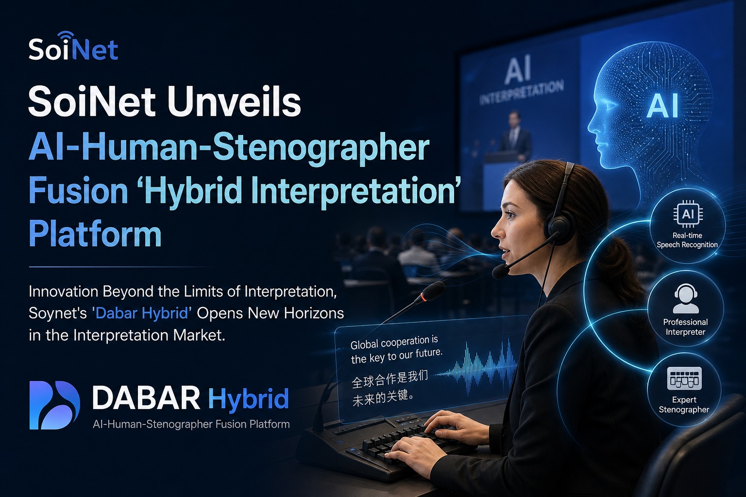 SoiNet Unveils AI-Human-Stenographer Fusion 'Hybrid Interpretation' Platform