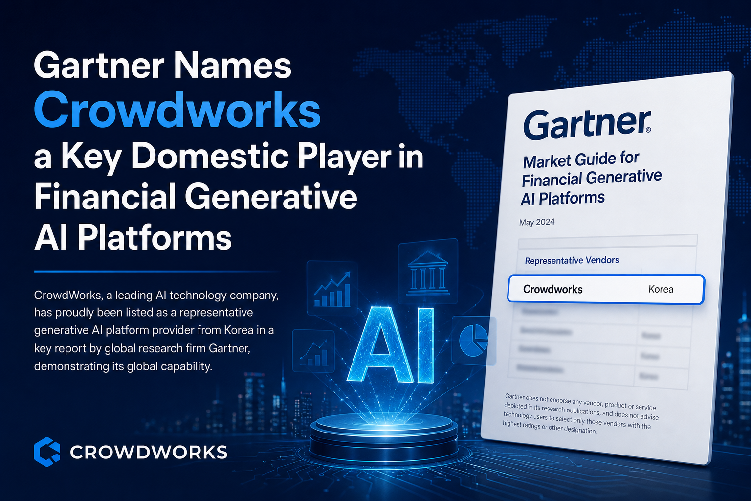 Gartner Names Crowdworks a Key Domestic Player in Financial Generative AI Platforms