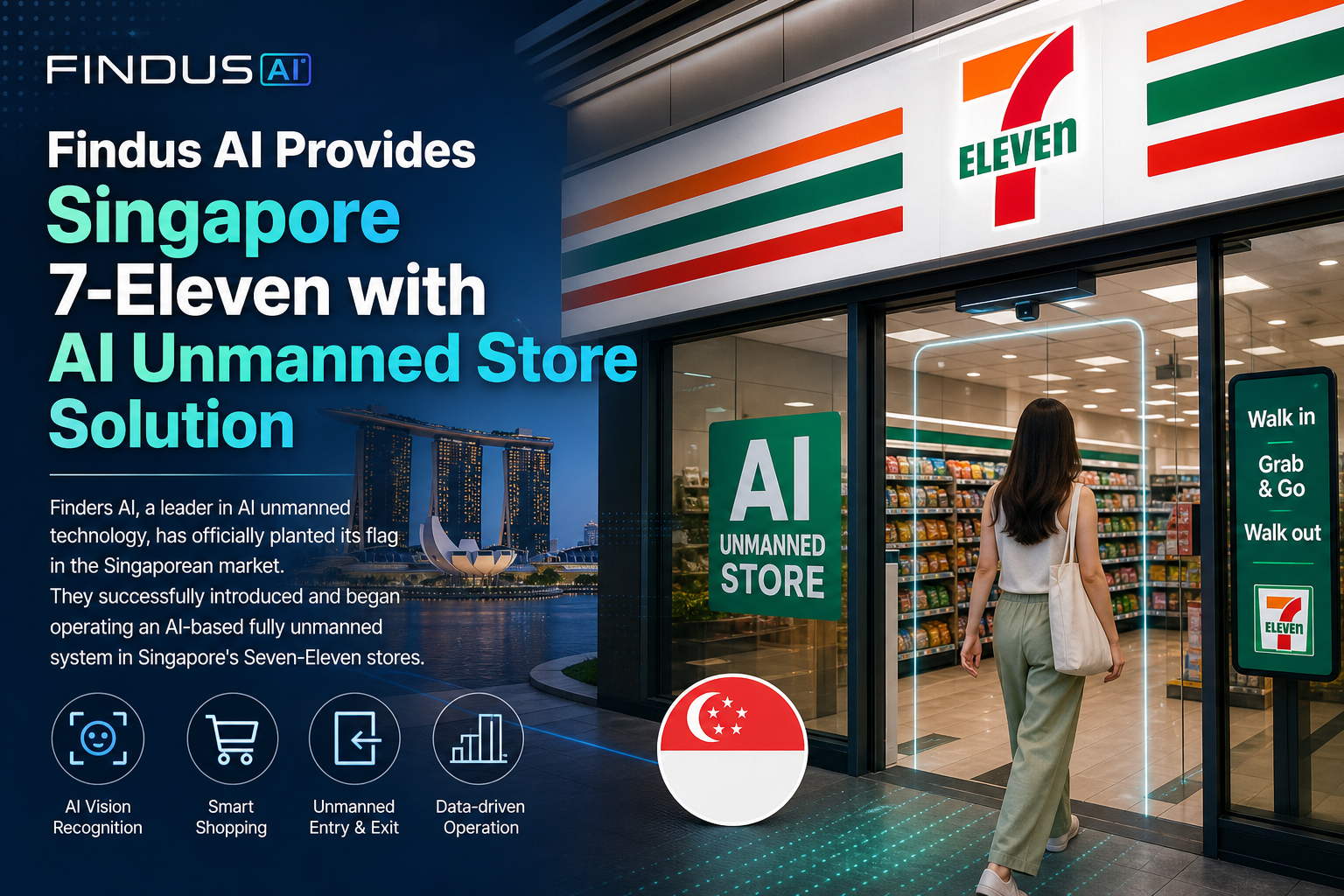 Findus AI Provides Singapore 7-Eleven with AI Unmanned Store Solution
