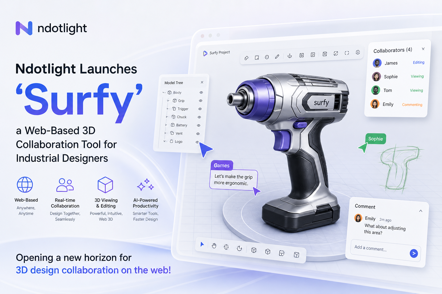 Ndotlight Launches 'Surfy', a Web-Based 3D Collaboration Tool for Industrial Designers