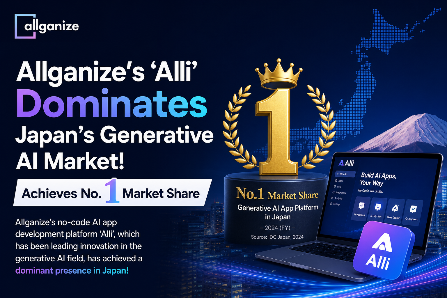 Allganize's Alli Solution Tops Japan's Generative AI App Platform