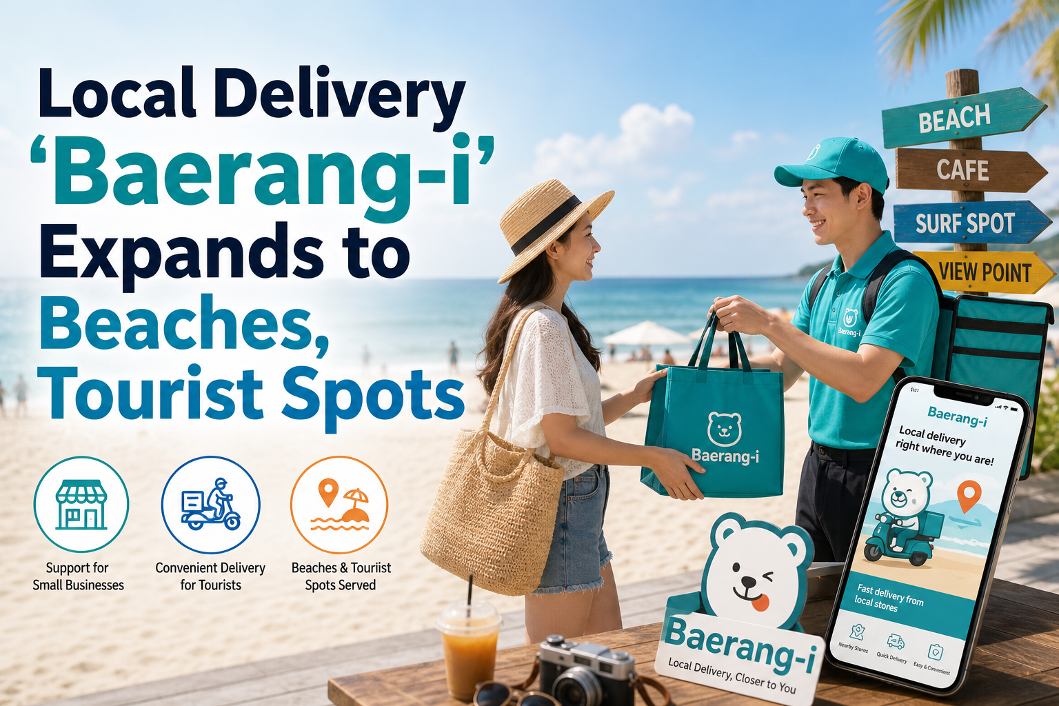 Local Delivery 'Baerang-i' Expands to Beaches, Tourist Spots
