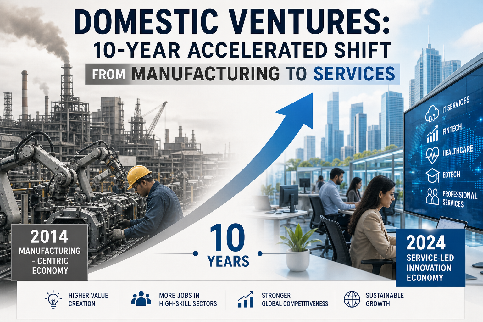 Domestic Ventures: 10-Year Accelerated Shift from Manufacturing to Services