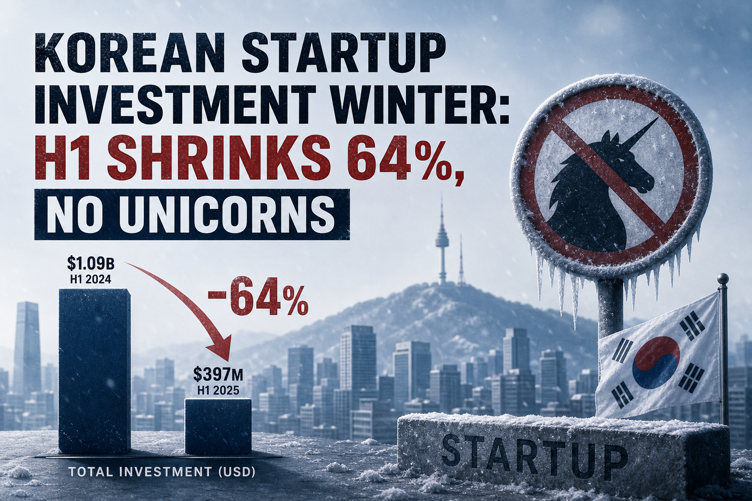 Korean Startup Investment Winter: H1 Shrinks 64%, No Unicorns