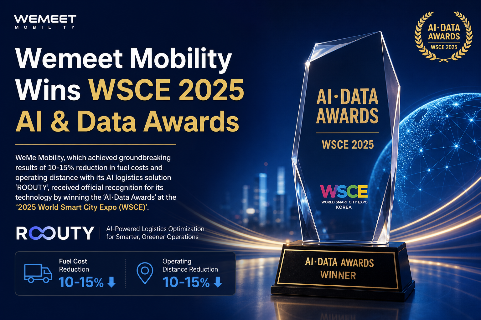 Wemeet Mobility Wins WSCE 2025 AI & Data Awards