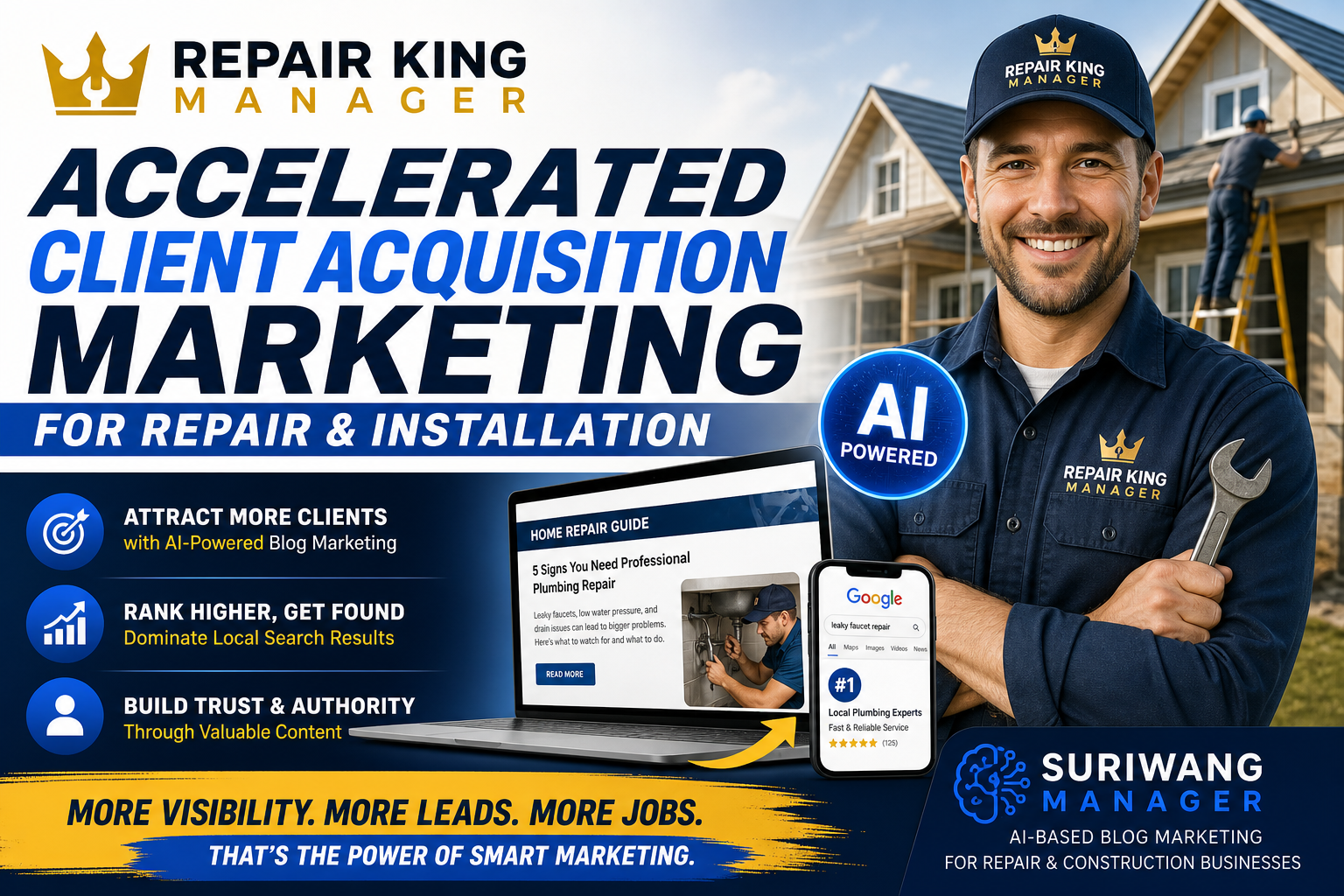 Repair King Manager: Accelerated Client Acquisition Marketing for Repair & Installation