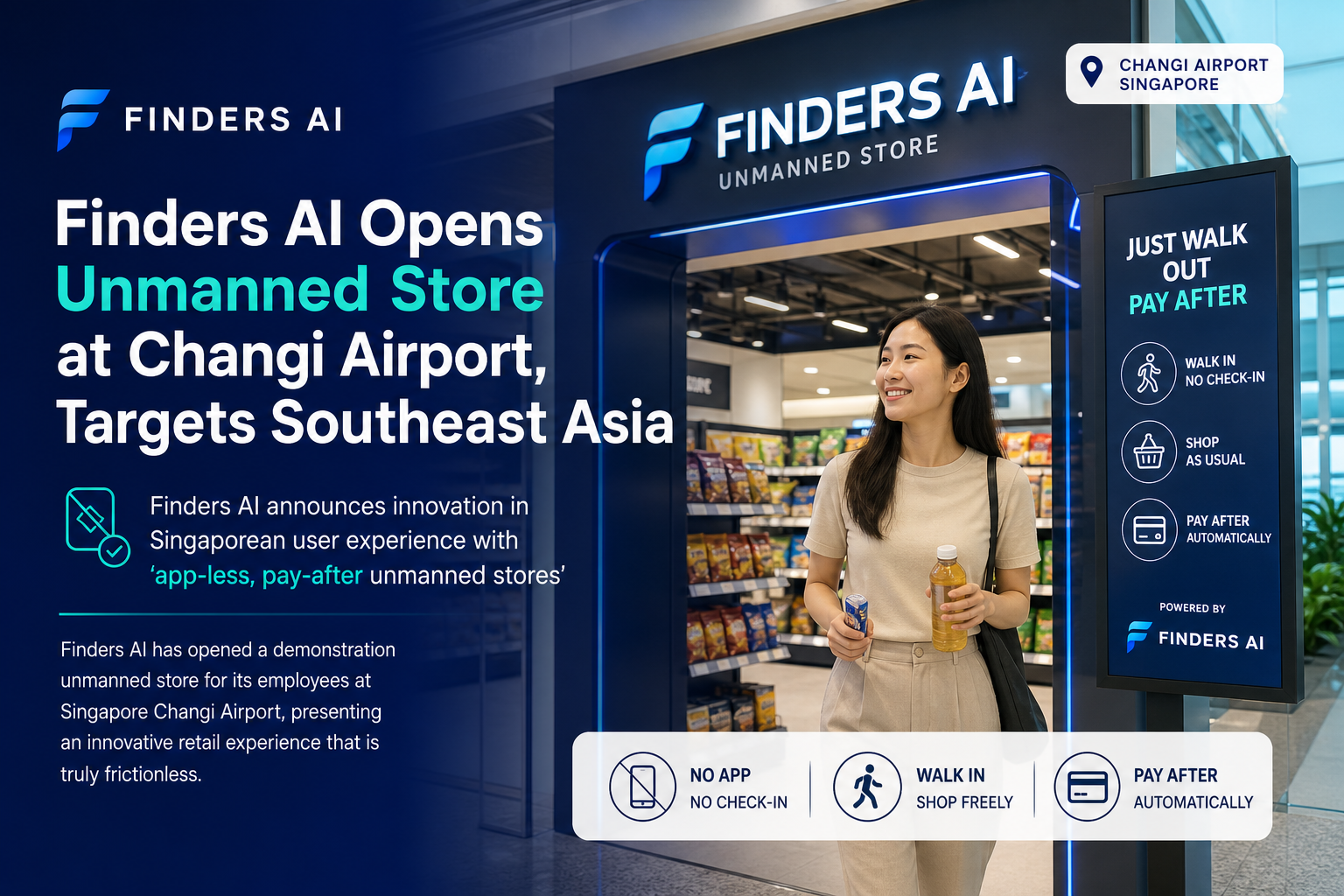 Finders AI Opens Unmanned Store at Changi Airport, Targets Southeast Asia