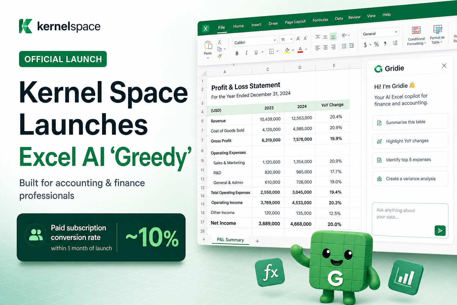Kernel Space Launches Excel AI 'Greedy'