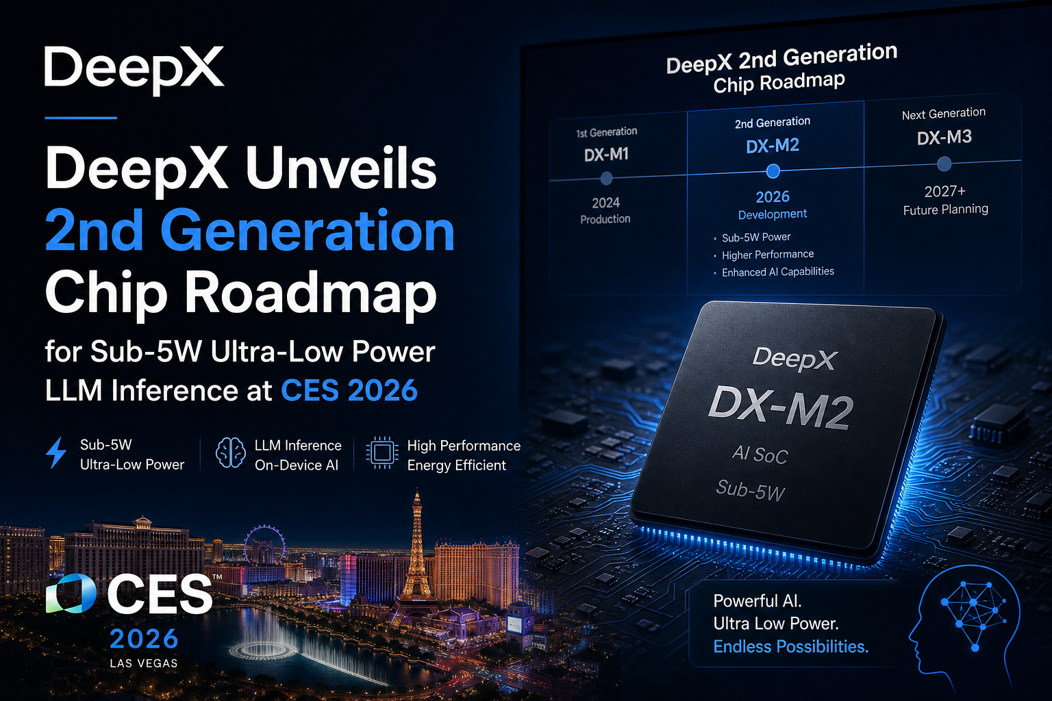 DeepX Unveils 2nd Generation Chip Roadmap for Sub-5W Ultra-Low Power LLM Inference at CES 2026