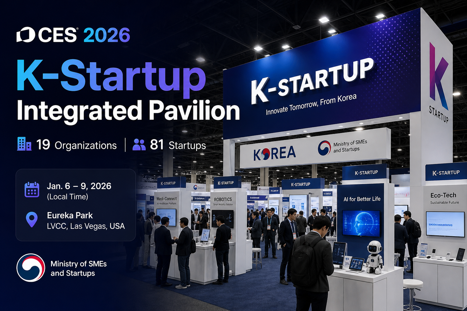 CES 2026 Opens 'K-Startup Integrated Pavilion' with Participation from 19 Organizations and 81 Startups