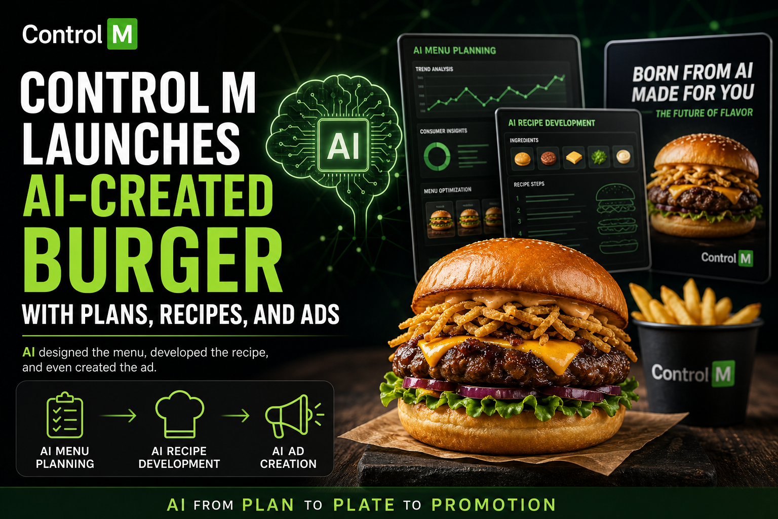 Control M Launches AI-Created Burger with Plans, Recipes, and Ads