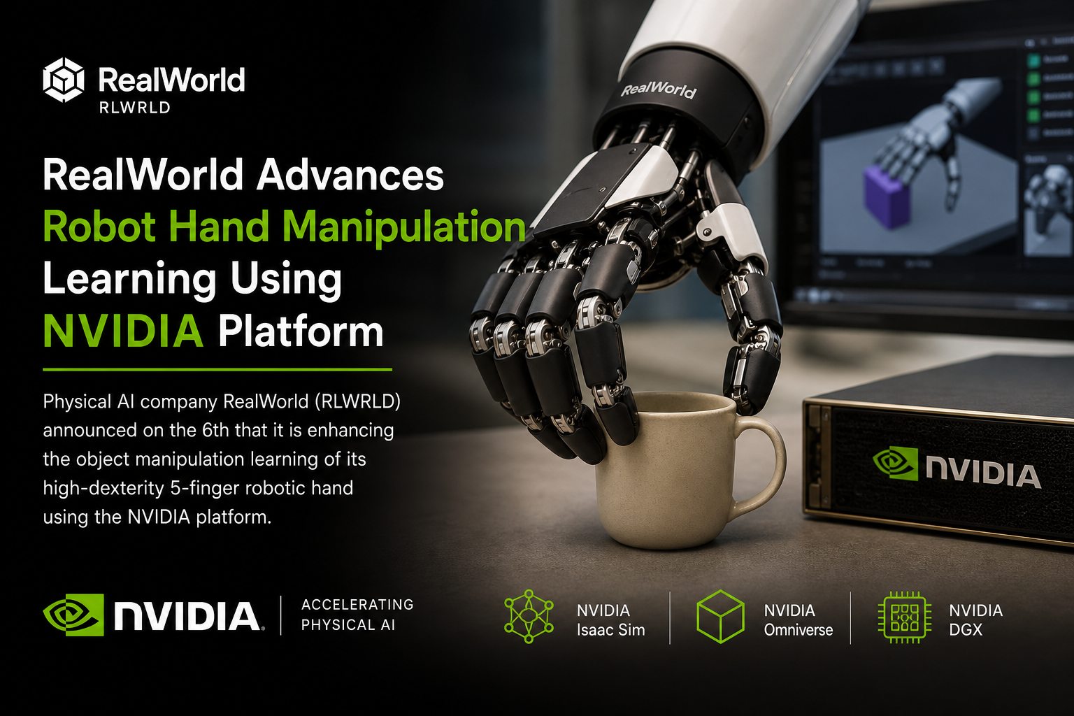 RealWorld Advances Robot Hand Manipulation Learning Using NVIDIA Platform